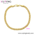 75474 xuping joyería de moda de alta calidad chapado en oro pulsera estilo simple cadena de mano